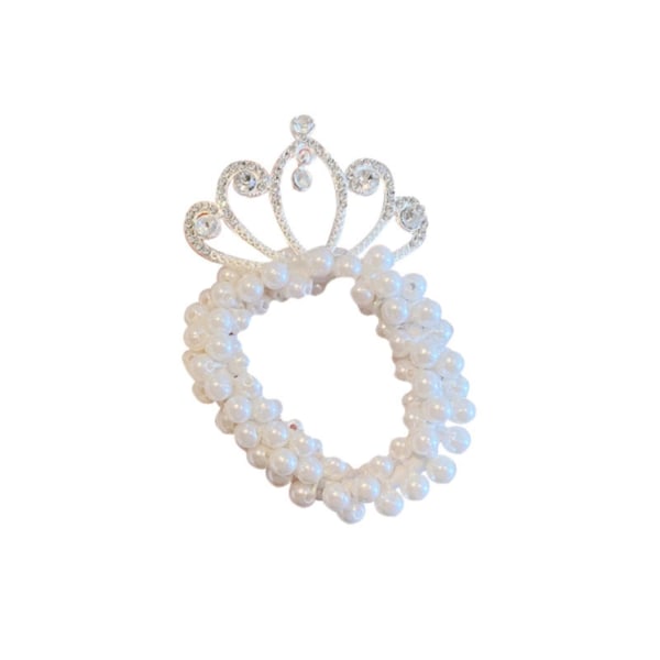 Crown Headwear Sweet Princess Pearl gummiband för flickor Barn Elastiskt hår Ring Strass