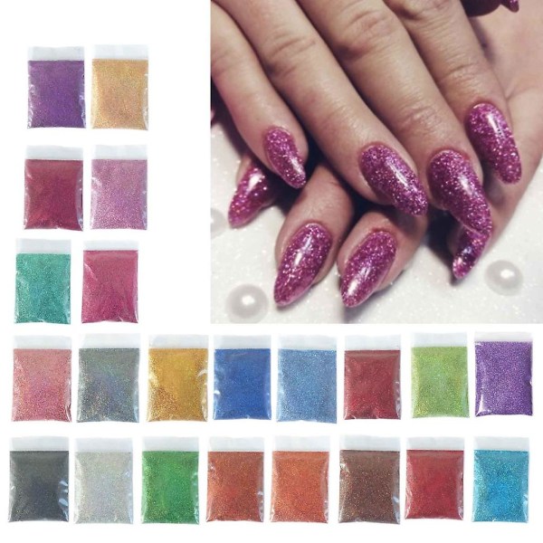 22 farger gjør-det-selv-spikerharpiks glitter paljetter Krystall Uv-epoksy smykkefremstillingsform