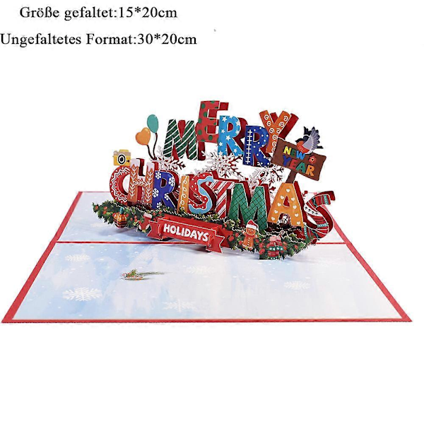 Håndlaget God Jul Pop Up-kort Håndlaget 3D Jul Pop Up-kort Jul Pop Up-kort