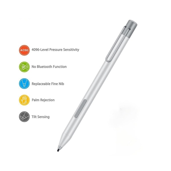 For Stylus Pen Go Pro7/6/5/4/3 elektronisk penn 4096 trykknivåer med spissavtrekker+tupp -Silve
