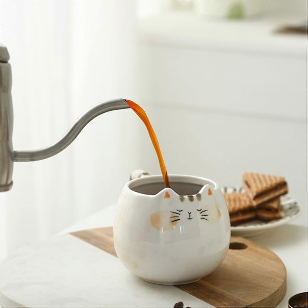 SBSG Søt Katte Kaffekopp med Ører, 355 ml Keramisk Katte Tekopp for Kvinner og Menn, Katte-temavalget for Katteelskere