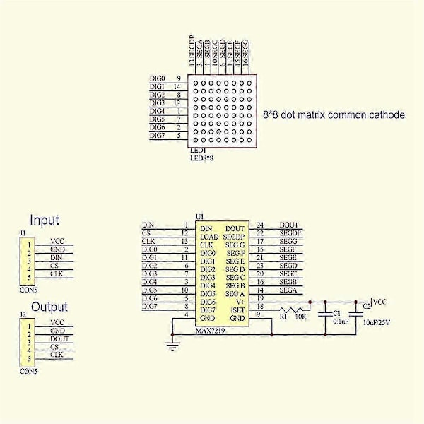 32X8 Punktmatris LED Display Modul 4 i 1 Gemensam Katod MCU Kontroll med 5Pin Kabel för (Multifärgad)
