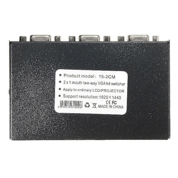 VGA 2 Port Manuell Switch Splitter - 2 In 1 Ut Monitor Två Källor