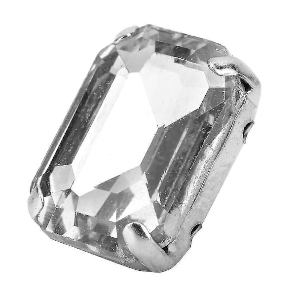10 st Rektangulära Sy Strass Glas Kristall Klo DIY Klädtillbehör (vit)
