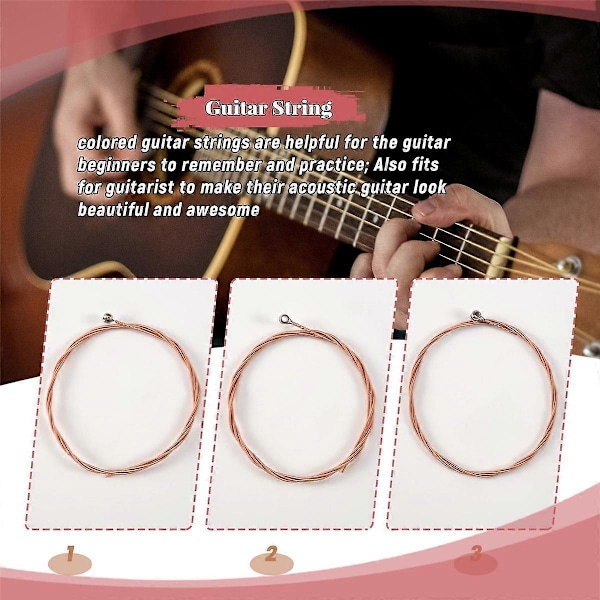 3 Sæt Guitarstrenge Udskiftning Stålstreng til Akustisk Guitar (1 Messing Sæt, 1 Kobber Sæt og 1