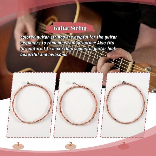3 Set Gitarrsnören Ersättning Stålsträngar för Akustisk Gitarr (1 Mässingset, 1 Kopparset och 1