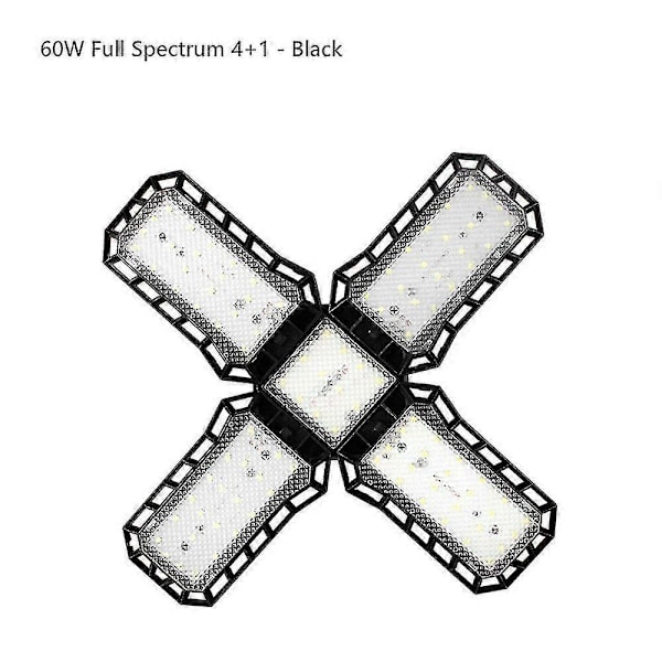 Full Spectrum 4+1 35w 72led Vekstlys for Planter, Hydroponikk, Svart