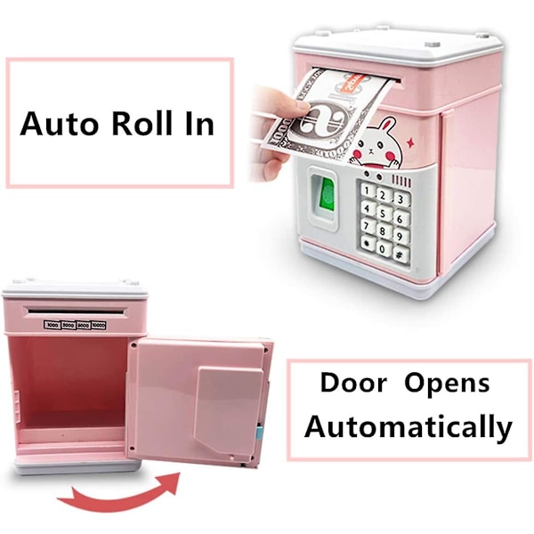 Elektronisk sparegris for jenter, barnesikker pengebank med personlig passordinnstilling, minibank for jenter, automatisk sparebank for ekte penger,