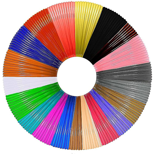 3D-pennfilament PLA-påfyllningar 20 färger, 16 fot per färg totalt 320 fot 1,75 mm Premiumfilament för 3D-penna