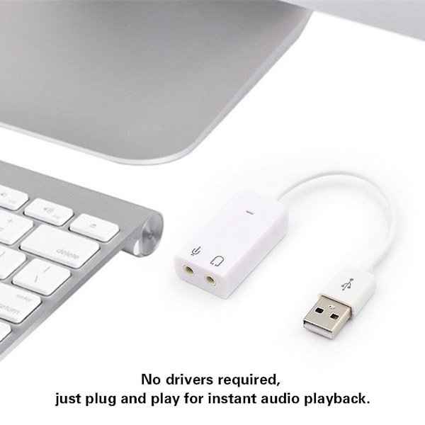 Eksternt USB Lydkort 7.1 Adapter USB til 3D Virtuel Lyd Audio Headset Mikrofon 3.5mm Jack til Laptop PC Notebook