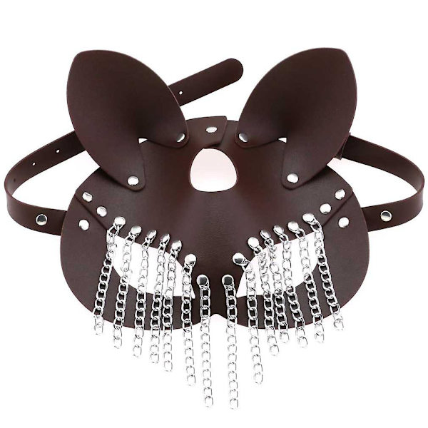 Naisten seksikäs naamio, tupsut, puoli kasvot, kettu, cosplay, nahka, seksi naamio, Halloween-juhlanaamio, naamiaiskoulu, hienot naamiot, punk-kaulus