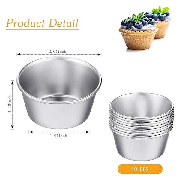 10 stk. Puddingkop Mini Chokolade Kage Cookie Pudding Form Rund Non-Stick Æg Tart Form Bage