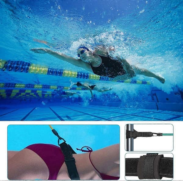 3m/ 4m Pool Simträningskoppel Slitstarkt Elastiskt Simträningsbälte Simmotståndsband Poolsimning Elastiskt Rep Motståndsband för Pooler green