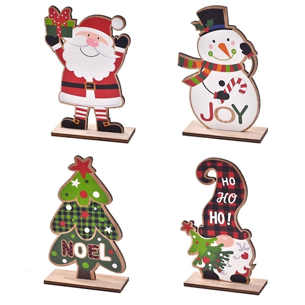 Christmas Desktop Decoration --santa- Julepynt Christmas Wooden Ornaments 4 Style