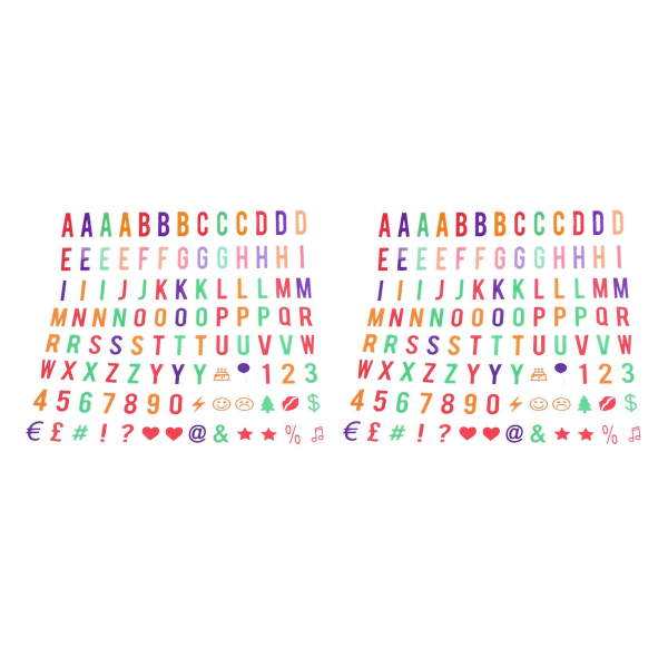 Bokstav- og symbolpakke for A4 kinematisk lysboks med LED-bokstavlampe (208 flerfargede bokstaver