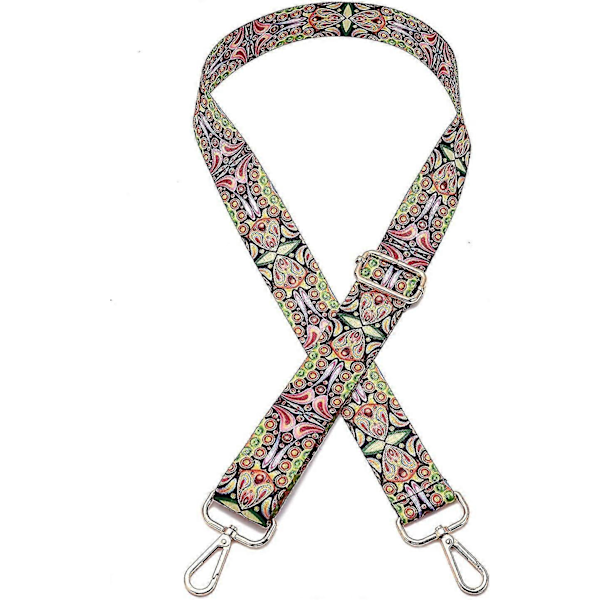 Dam Axelrem i Guldfärg med Färger, Justerbar Längd, Bred Axelrem, Axelrem för Handväskor, 3,8 cm Bred, 80-140 cm Axelrem