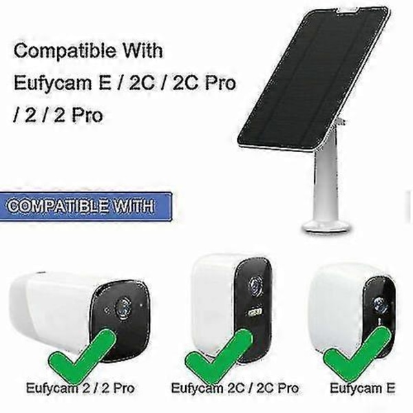 4W Solpaneler för Eufy Eufycam Cam E/2c/e/2 Pro Väggfäste 4m Strömkabel