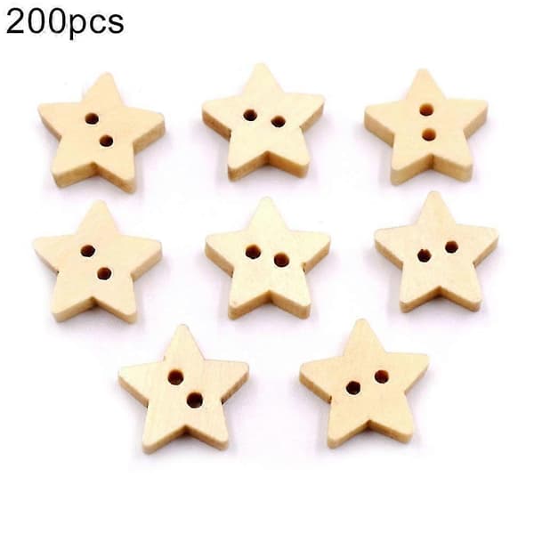 200 stk Stjerneformet 2 Hull Treknapper Maling Sy Scrapbooking Dekorasjon Mengxi