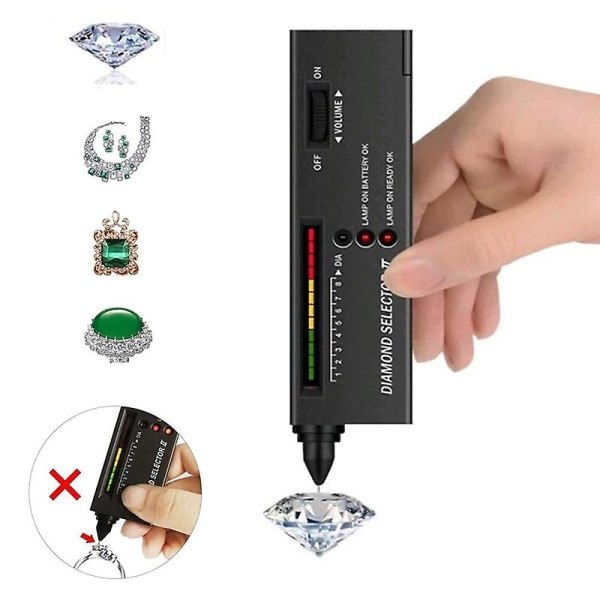 Diamanttester Pen, Høj Præcision Smykke Diamanttester + 60x Mini LED Forstørrelsesglas, Professionel Diamant