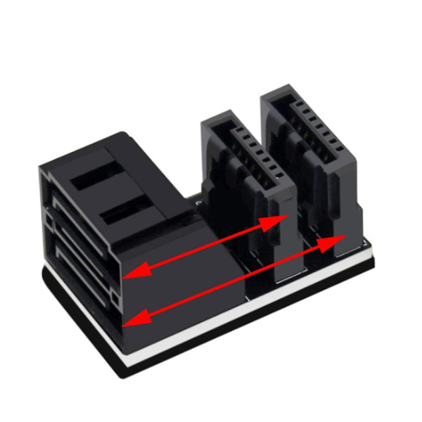 1 stk Dobbelt Sata 7-polet Hun til Dobbelt 7-polet Han 90 Graders Vinklet Adapter Hovedkort Sata Adapter Fo