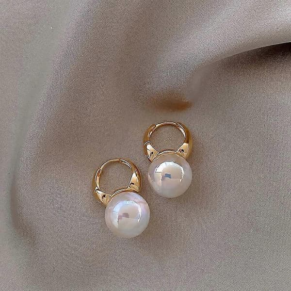 Dame Perle Øreringe Sølv Hvidguld Dråbe Øreringe Cubic Zirconia Perle Øreringe Store 14mm