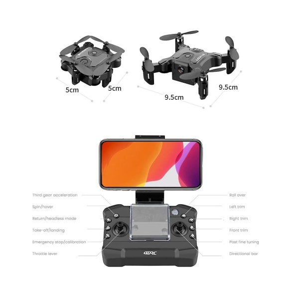 4DRC Mini Drone 4K Ammattimainen HD-kamera Korkea Hold -tila RC Helikopteri, RC RTF Quadcopter Taittuva Quadcopter WiFi