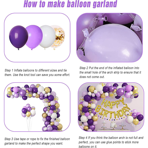 Lilla Guld Fødselsdagsdekorationer, Lilla Balloner Guirlande Bue Sæt Til Kvinder Lilla Og Guld Konfetti Latex Balloner Tillykke Med Fødselsdagen Folie Balloner Banner