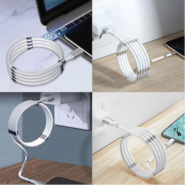 Magnetisk selvopviklende Lightning til USB-kabel