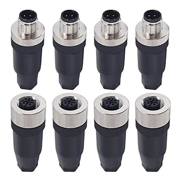 M12 4-nastainen uros- ja naarasliitinpaneeli, ilmailujohtoliitin, 12 mm:n teollinen pyöreä liitin, Ip67