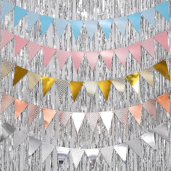 5*5m Återanvändbar Vimpel Vit Baby Shower Tyg Girlang