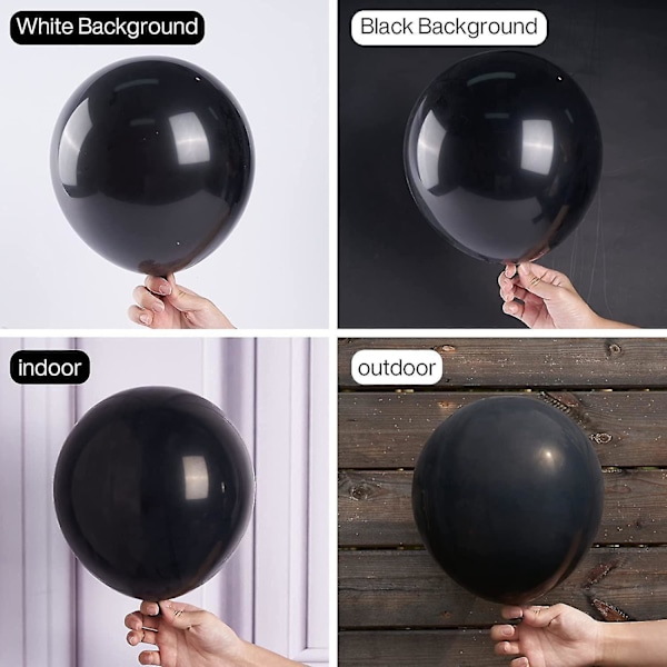 10 Tommer Sorte Heliumballoner - Pakke med 100