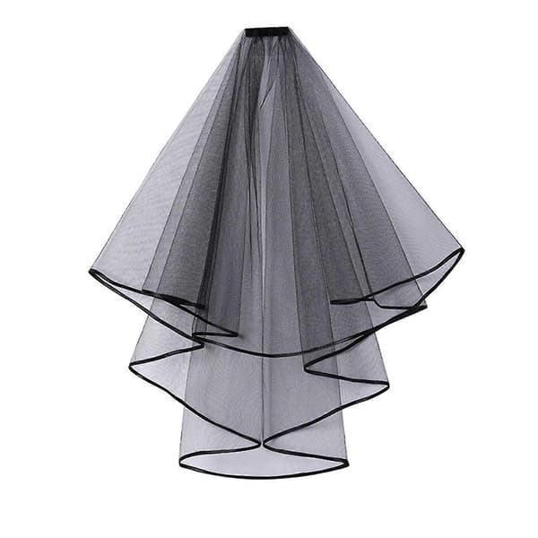 Dobbeltlags Mesh Tulle BryllupsSlør For Kvinner Med Kam Og Båndkant, Senterkaskader, Fest Hodeplagg