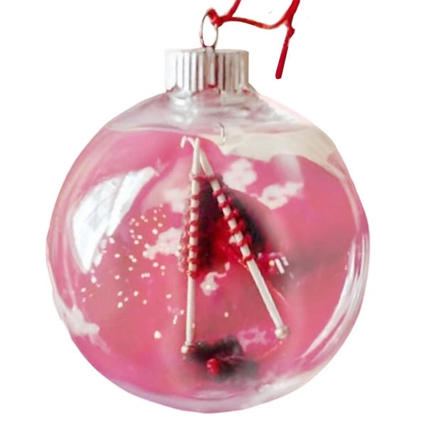 Strikke julekulepynt - strikke og hekle dekor ball ornament med hengende bøyle -
