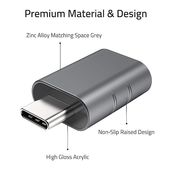 2-pack USB-C till USB-adapter, USB-C hane till USB 3.0 hona, kompatibel med Pro efter 201