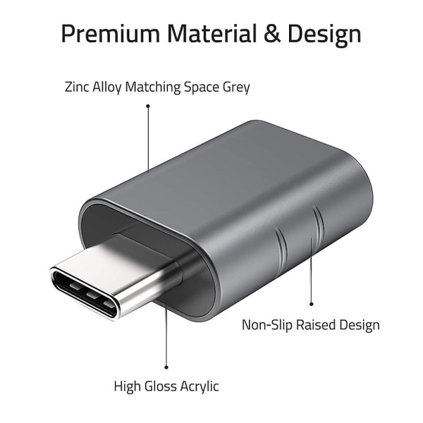 2 Pack USB C - USB Adapter, Usb-c Uros - USB 3.0 Female -sovitin, yhteensopiva Pro After 201 -version kanssa