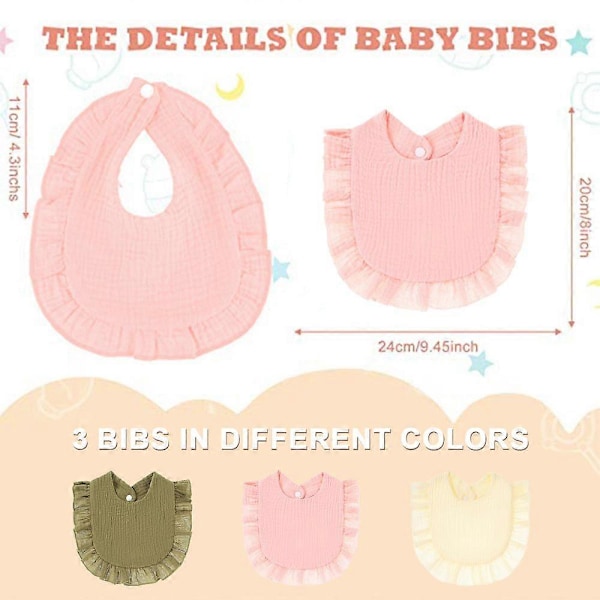 Ny Baby Siklesmekke Rufflekant Barn Baby Ren Bomull Gaze Blonde Smekke Siklelomme-Mixstyle4