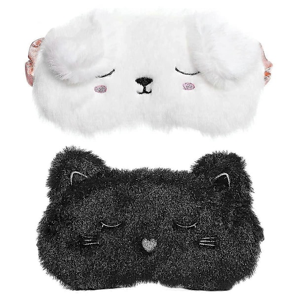 Söt Sovmask Mjuk Plysch Ögonmask 2-pack