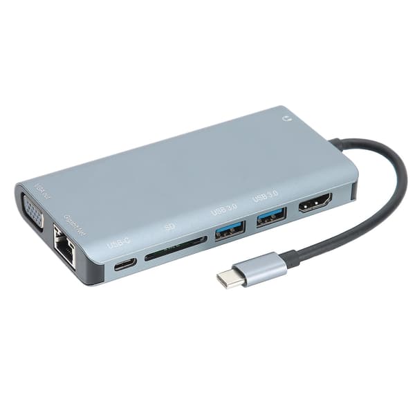 USB3.0 Hub 8-i-1 C Type Adapter 4K HDMI VGA USB Aluminium Legering Computer Tilbehør