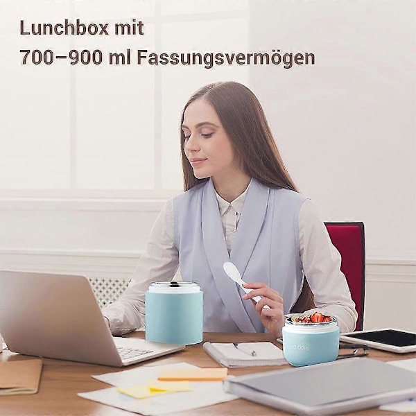 Müsli-mugg för att ta med med sked inuti matlåda - FÄRG: blå