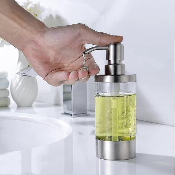 Rostfri Tvåldispenser, 350ml Transparent Tvålpump Duschgeldispenser För Badrum, Hotell, Kontor
