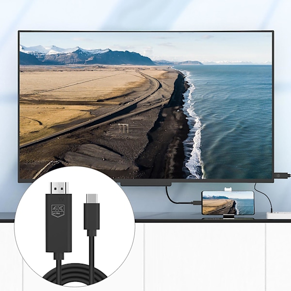 Videokonverterkabel Hög Upplösning Anti-störning Plug and Play Typ-C till HDMI-kompatibel 4K Video Digital Konverteringskabel för TV-apparat