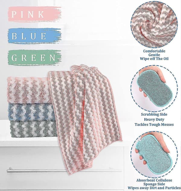 6 st Mikrofiber Rengöringsduk - Superabsorberande Korallfleecehanddukar