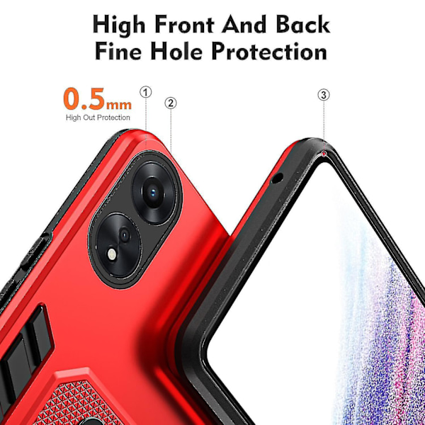 For Oppo A78 5g skjult støttefot telefondeksel silikon ringrem Tpu+pc beskyttende deksel - rød