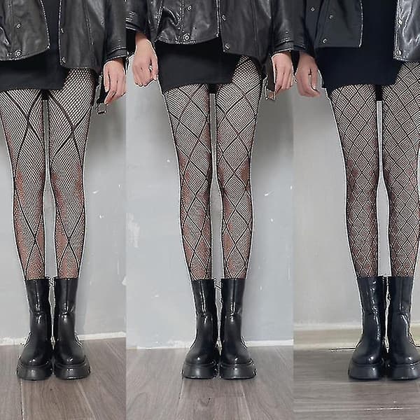 Sorte Strømper Ternede Strømper Strømpebukser Gennemsigtige Plaid Tights Net Mønstret