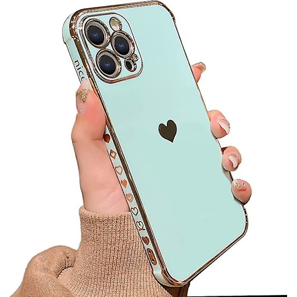 Yhteensopiva IPhonen 12 Pro Max -kotelon kanssa, Rakkaussydän Päällystetty Takakannen, Hauska Söpö Sivu Pieni Kuvio Pehmeä Tpu Iskun Kestävä Kamera Suojaava Sähköpinnoitettu