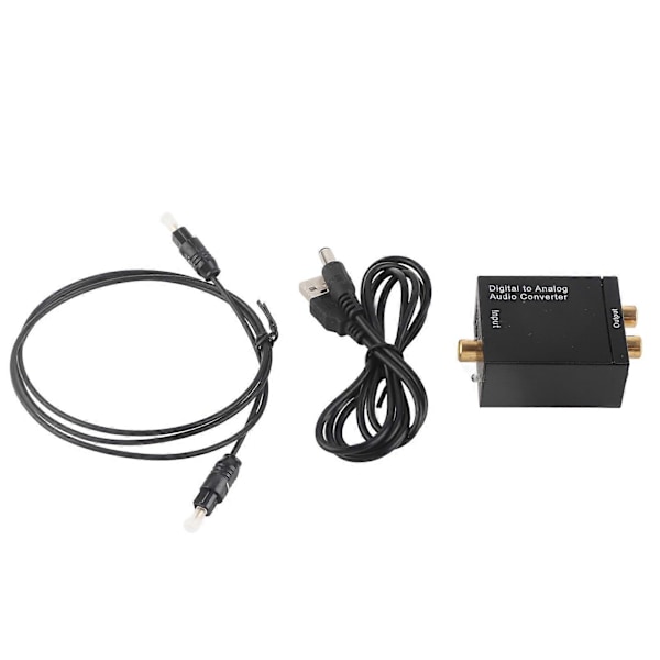 Digital till Analog Omvandlare DAC Dekoder med Toslink och Koaxial Ingångar till Analog 2RCA Utgångar Svart Värd USB Kabel Fiber Optisk Kabel