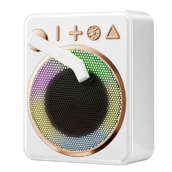 Bærbar Retro Bluetooth 5.0 Højttaler+RGB Lys Trådløs Pladespiller Højttalere Understøtter TF Kort U Disk MP3 Afspiller Hvid