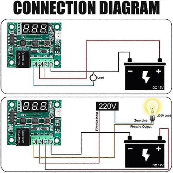 W1209 DC 12 V LED Digital Termostat Temperaturregulator, -50-110C Temperaturkontrol Switch Modul Board med Sensor Probe