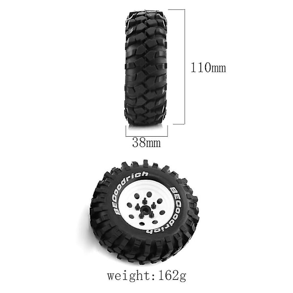 4 stk. Metal 110 mm Beadlock Hjul Dæk Sæt Til /10 Short Course Truck Arrma Senton 8 Runde Huller, Sort