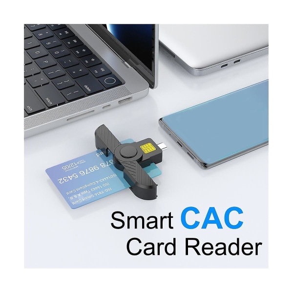 Vikbar USB Typ C Common Access Smart Card Sim-kort/ic Bank Chip Card Reader kompatibel med Maco